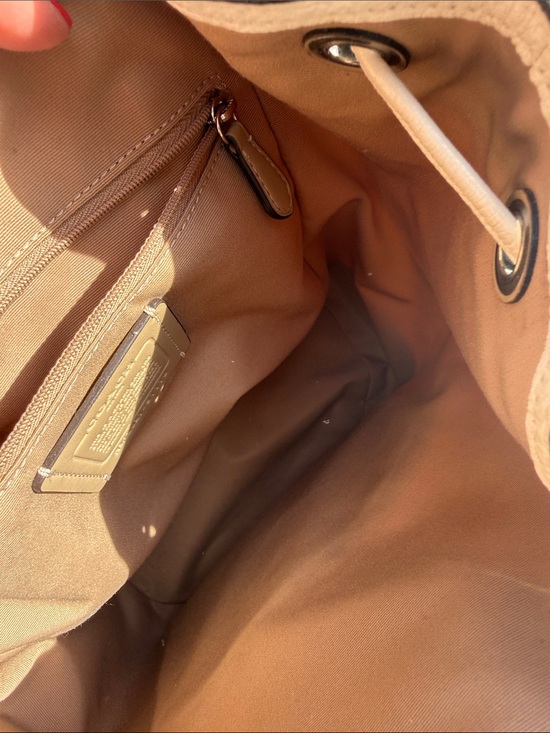 Coach Beige Signature Canvas & Pebble Leather Drawstring Backpack main image 5